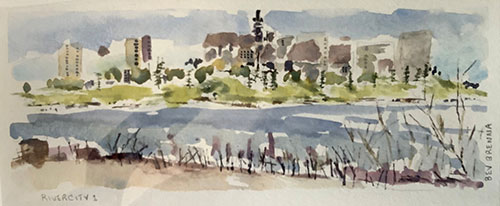 painting of a river by Bev
