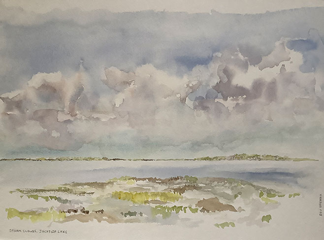 Storm Clouds, JackFish Lake - a watercolour painting by Beverley Brenna